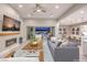 Spacious living room with fireplace, open to patio, with stylish decor and natural light at 10048 Copper Edge Rd, Las Vegas, NV 89148
