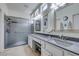 Bathroom with a large shower, dual sinks, and ample counter space at 2114 High Mesa Dr, Henderson, NV 89012