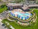 Aerial view of a community pool and recreation area, showcasing lush landscaping and inviting spaces at 2319 Hardin Ridge Dr, Henderson, NV 89052