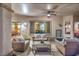 Cozy outdoor living space with comfortable seating, perfect for relaxing and entertaining with neighborhood views at 2319 Hardin Ridge Dr, Henderson, NV 89052
