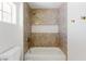 Bathroom with mosaic tile shower, gold fixtures, and natural light from a window at 2913 Hawksdale Dr, Las Vegas, NV 89134