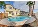 Private backyard with a refreshing kidney-shaped pool and beautiful palm trees at 3743 Prairie Orchid Ave, North Las Vegas, NV 89081