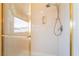 Shower stall with gold trim featuring a handheld shower head at 395 Suzanne Peak Ct, Henderson, NV 89012