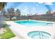 Outdoor community pool with bright blue water and hot tub at 5241 Janfred Ct # 18, Las Vegas, NV 89103