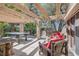 Relaxing outdoor patio area with seating, a pergola, and natural lighting at 7296 Mission Hills Dr, Las Vegas, NV 89113
