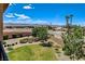 The backyard includes mature landscaping, a brick wall for privacy, and a fire pit at 1182 Thomas Bay Cir, Logandale, NV 89021