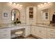 Bathroom featuring corner built-in shelving, marble countertops, and stylish fixtures at 1182 Thomas Bay Cir, Logandale, NV 89021