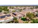 Aerial view of a residential neighborhood with houses and trees at 2185 High Mesa Dr, Henderson, NV 89012