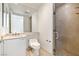 Bright bathroom featuring a vanity and enclosed glass shower at 2777 Paradise Rd # 2605, Las Vegas, NV 89109