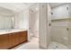 Bathroom with a vanity, and an enclosed shower with a built-in seat at 2777 Paradise Rd # 2605, Las Vegas, NV 89109