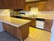 Functional kitchen with tile countertops, neutral flooring, and essential appliances at 4121 Gannet Cir # 414, Las Vegas, NV 89103