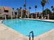 Community pool surrounded by palm trees and lounge chairs, perfect for relaxation and recreation at 4121 Gannet Cir # 414, Las Vegas, NV 89103