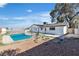 Backyard featuring a pool, desert landscaping with rocks, and the home’s rear facade at 4186 Toronto Cir, Las Vegas, NV 89121