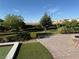 Expansive backyard featuring a lush lawn, mature trees, and a lovely brick patio at 4455 W Ford Ave, Las Vegas, NV 89139