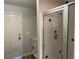 Bathroom with corner shower, marble vanity and gray vinyl flooring at 4455 W Ford Ave, Las Vegas, NV 89139
