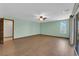 Large bedroom with a ceiling fan, recessed lighting, and wood-look tile floors at 4455 W Ford Ave, Las Vegas, NV 89139