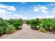 Brick pathway leading to lush landscaping, complemented by vibrant greenery and a clear blue sky at 4455 W Ford Ave, Las Vegas, NV 89139