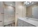 Updated bathroom featuring modern fixtures, updated shower and vanity at 1560 Arabian Dr, Henderson, NV 89002