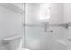 Modern bathroom featuring a glass-enclosed shower, and neutral tile at 188 Carthage St, Henderson, NV 89074