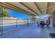 Enclosed patio area with a view of the pool, perfect for outdoor relaxation and entertainment at 3018 Burnham Ave, Las Vegas, NV 89169