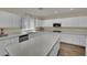 Modern kitchen boasts white cabinets, a large island, and stainless steel appliances at 3217 Bonassola Ave, North Las Vegas, NV 89031
