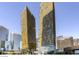 Modern high-rise condo building with stunning yellow glass exterior and city views at 3726 Las Vegas Blvd # 3202, Las Vegas, NV 89158