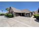Charming Tudor-style home with a two-car garage and ample parking in the driveway at 3928 Edgemoor Way, Las Vegas, NV 89121