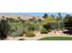 Breathtaking golf course view with lush landscaping and mountain views at 4299 Fiore Bella Blvd, Las Vegas, NV 89135