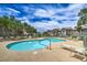A community swimming pool surrounded by lounge chairs with beautiful landscaping at 8000 Badura Ave # 1168, Las Vegas, NV 89113