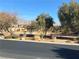 Scenic neighborhood view with lush trees, shrubs and mountain views in the distance at 117 Logan Pond Way, North Las Vegas, NV 89084