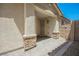 Inviting front porch with stone accents, a security door, and pavers at 12426 Mosticone Way, Las Vegas, NV 89141