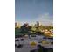 A Las Vegas cityscape view with the pool and surrounding landscape at 3111 Bel Air Dr # 6E, Las Vegas, NV 89109