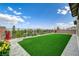 Spacious backyard featuring manicured lawn, perimeter landscaping, and privacy fencing at 350 Gandara St, Las Vegas, NV 89138