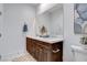 Spacious bathroom with a double sink vanity, modern fixtures, and contemporary decor at 350 Gandara St, Las Vegas, NV 89138