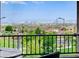 Stunning city views from the private patio of this beautiful residence with wrought iron safety fencing at 350 Gandara St, Las Vegas, NV 89138