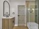 Nicely designed bathroom featuring modern vanity and walk in shower at 4061 W Eldorado Ln, Las Vegas, NV 89139