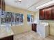 Convenient laundry area with ample counter space and storage overlooking backyard greenery at 5159 N Monte Cristo Way, Las Vegas, NV 89149