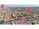 Aerial shot of a neighborhood highlighting nearby streets and local landmarks like Blue Diamond and Lindell Road at 5661 Brimstone Hill Ave, Las Vegas, NV 89141