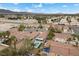 A wide shot showcases a neighborhood featuring in-ground pools and desert landscaping at 5937 Round Castle St, Las Vegas, NV 89130