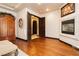 Elegant main bedroom with a fireplace and hardwood flooring at 7625 Coley Ave, Las Vegas, NV 89117