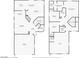 Detailed floorplan showcasing the layout of the first floor with kitchen, living room, and garage dimensions at 9522 Arrowhead Falls Ct, Las Vegas, NV 89148