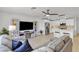 Open-concept living room and kitchen featuring modern appliances and lots of seating at 9605 Oliver Hills Ave, Las Vegas, NV 89143