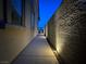 Exterior shot of the side yard, features a concrete walkway and landscape lighting at 12844 New Providence St, Las Vegas, NV 89141
