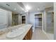 Bathroom featuring double sinks, and a glass-enclosed shower at 150 Las Vegas Blvd # 2016, North Las Vegas, NV 89101