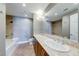 Well-lit bathroom features a double sink vanity, full mirror, and a shower and bath combination at 150 Las Vegas Blvd # 2016, North Las Vegas, NV 89101