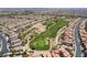 A high definition, scenic aerial view of a golf course in a residential neighborhood at 184 Cullerton St, Las Vegas, NV 89148