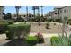 View of community green space with trimmed bushes, palm trees, and neighboring homes at 4821 Black Bear Rd # 104, Las Vegas, NV 89149