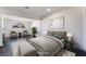 This bedroom boasts ample natural light, a comfortable lounge area, and sleek, modern finishes at 934 Lewis Ct, Henderson, NV 89015