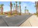 Street view of the community entrance lined with palm trees at 9688 Meeks Bay Ave, Las Vegas, NV 89148