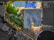 Aerial view showing the backyard with putting green, pool, patio, and desert landscape at 11238 Rebel Dome Ct, Las Vegas, NV 89141